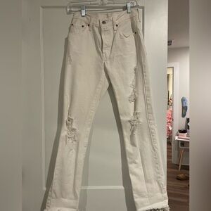 Levi’s 501 Distressed White Denim Jeans
